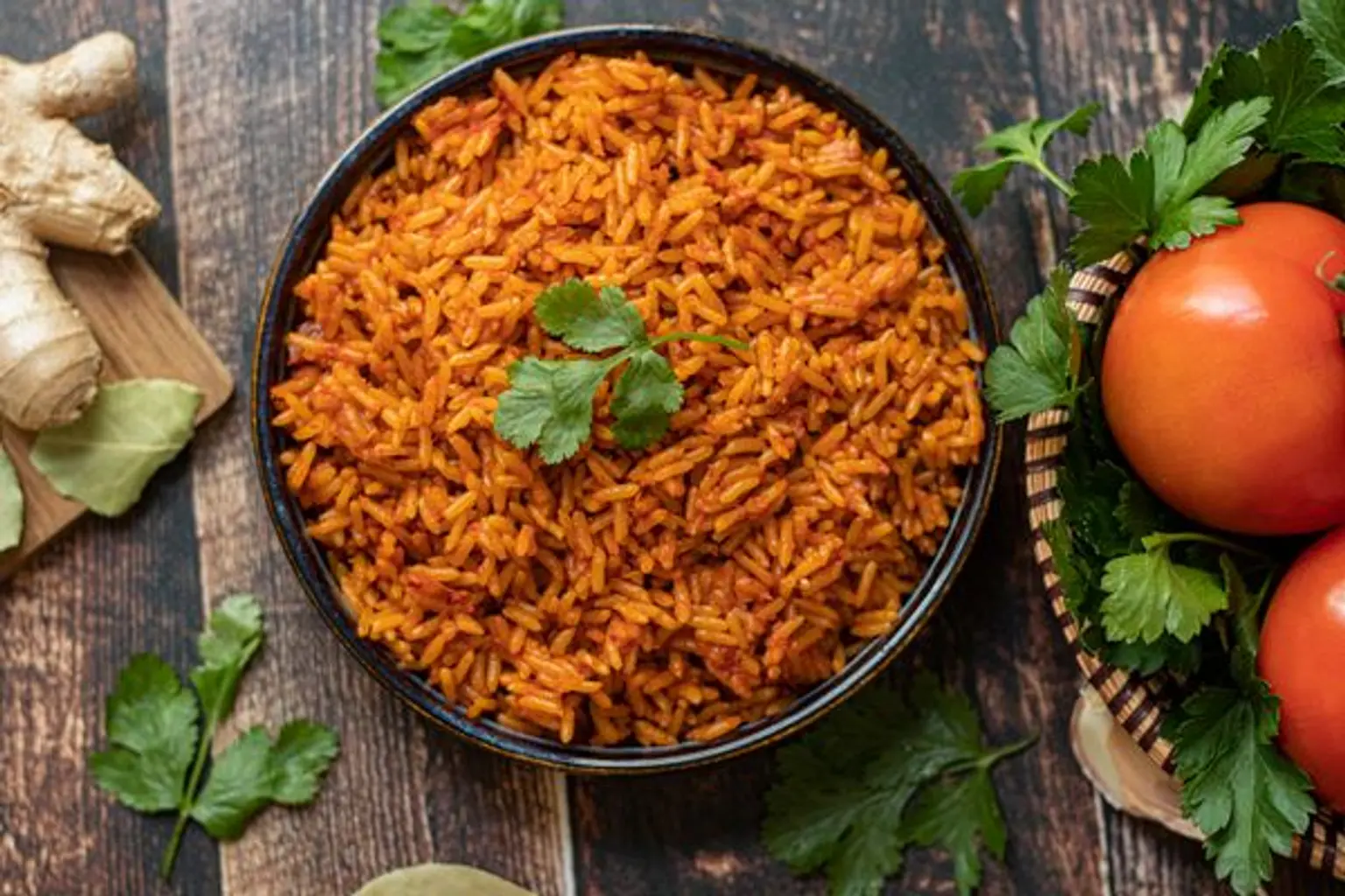 bol de riz jolof vue d en haut paysage